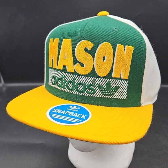 George Mason Patriots Adidas Hat Cap Snapback Brand New NWT Green White Yellow - Picture 1 of 9